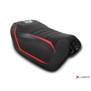 Luimoto seat cover Ducati Team Italia Suede rider - 10831XX SUEDE BLACK/SP RED/PERF BLACK/CF BLACK/TEC-GRIP