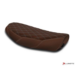 Luimoto seat cover Ducati Diamond II rider - 14711XX VINTAGE DARK BROWN/SILVER STITCH